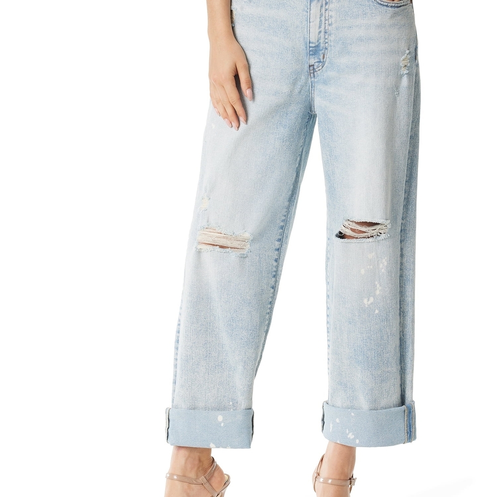Jessica Simpson Light Blue Distressed Wide-Leg Jeans